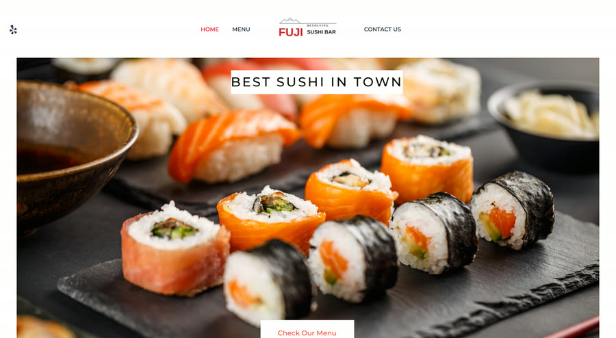 Home page of the FUJI Revolving Sushi Bar website