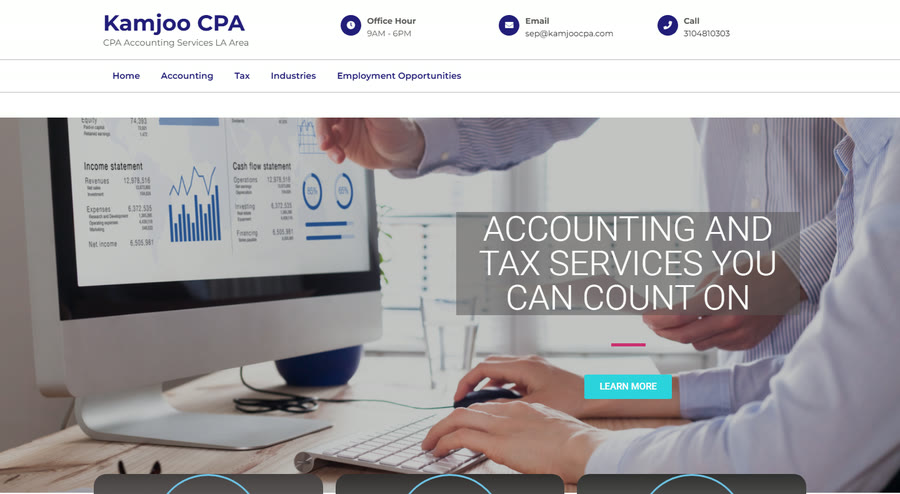 Home page of the Kamjoo CPA website